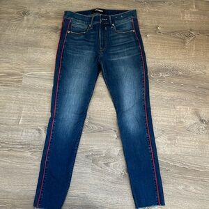Express mi-rise jeans with red strips